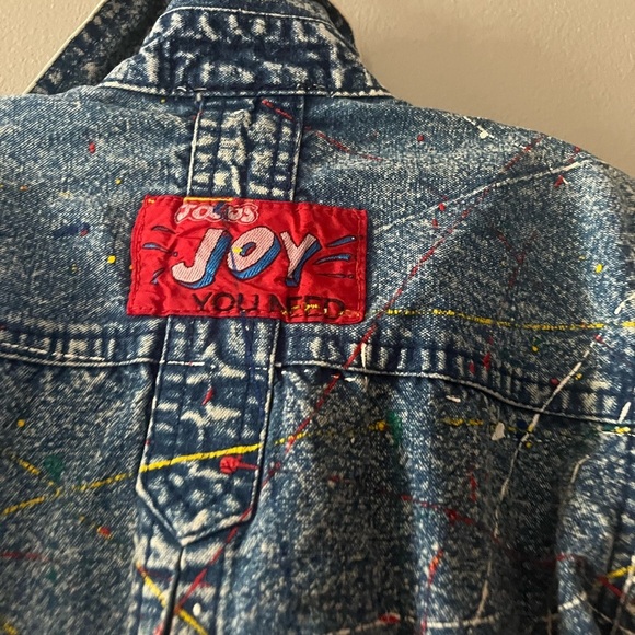 Vintage Stone Wash Denim Jacket with Paint Splatter - Picture 6 of 6